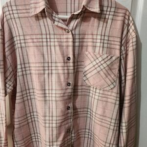 Pink Plaid Button-Up Shirt